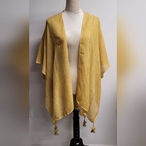 Marcus Adler  Yellow/mustard Tassel Kimono Cardigan Bikini Cover Up 100% Viscose